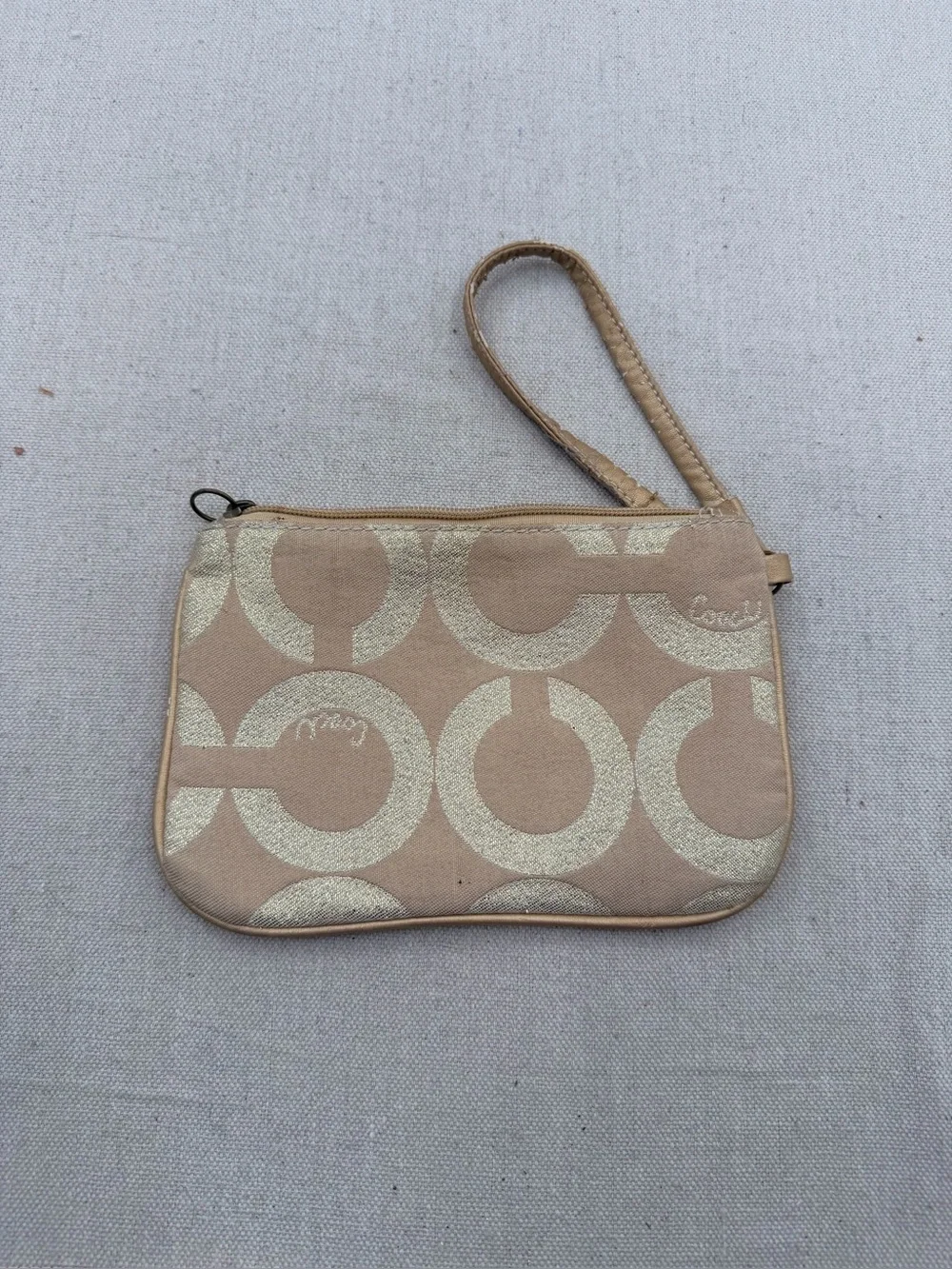 Coach Beige Signature Wristlet